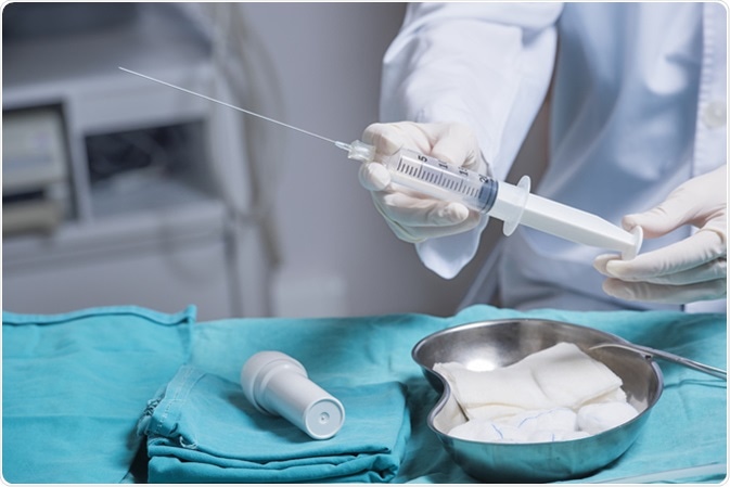 Preparing an amniocentesis needle for amniotic fluid extraction. Image Credit: Thomas Andreas / Shutterstock